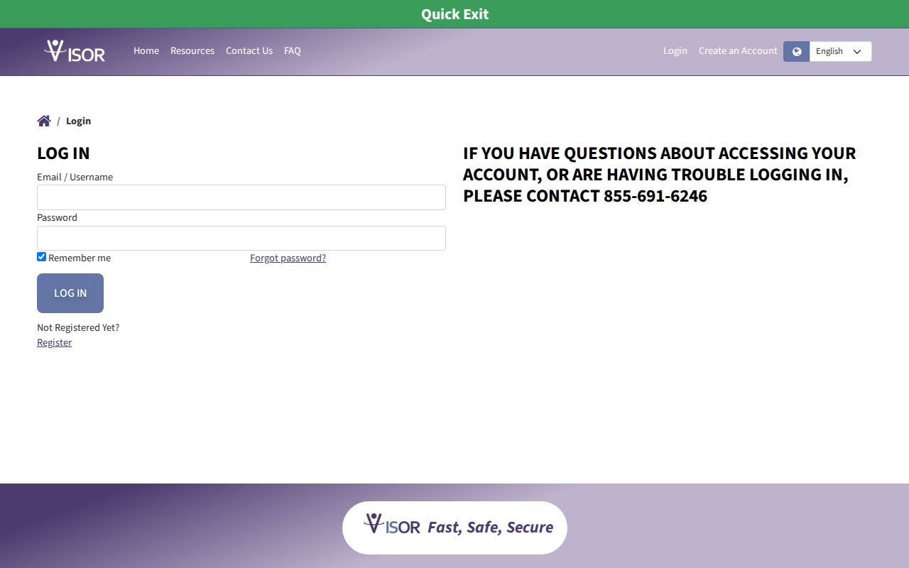 Union County VISOR release alert account registration screen