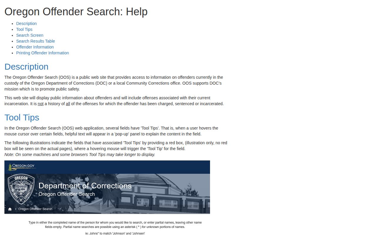 Oregon DOC release search coverage for Union County current custody and supervision